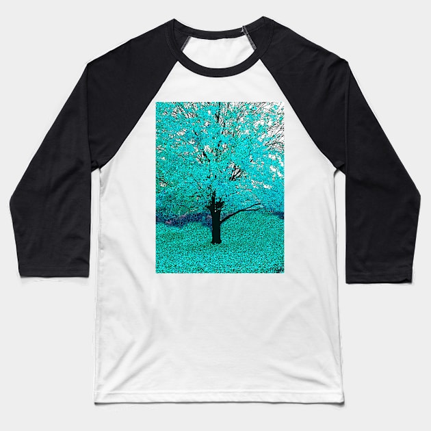 Trees of Aqua Blue Baseball T-Shirt by Overthetopsm